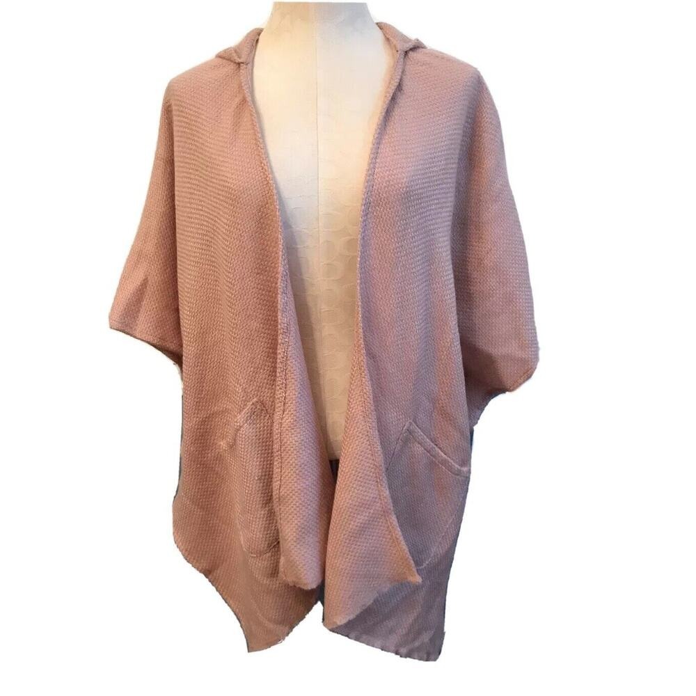 One Size Ann Taylor Loft Woven Pink Hooded Shawl Cape Sleeve Pockets
